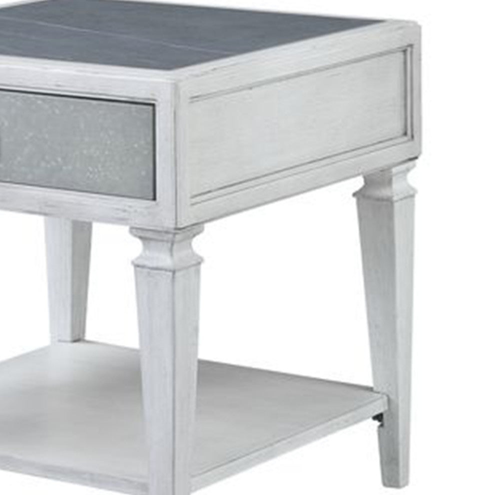 ACME Katia End Table in Rustic Gray & Weathered White Finish