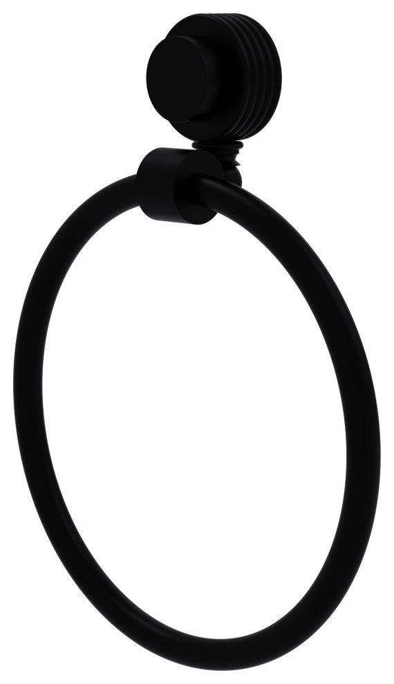 Venus Towel Ring With Groovy Accent, Matte Black