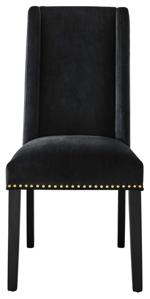 Dining Chair, Nailhead, Set of 2, Black, Velvet, Modern, Bistro Hospitality