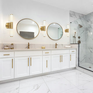 Palmera 1 2 Light LED Bath and Vanity Light White, Brushed Gold