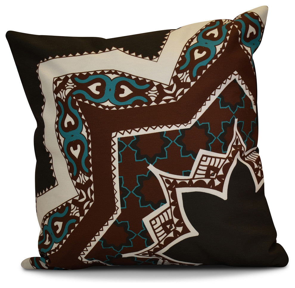 Rising Star Geometric Print Pillow, Brown, 20"x20"