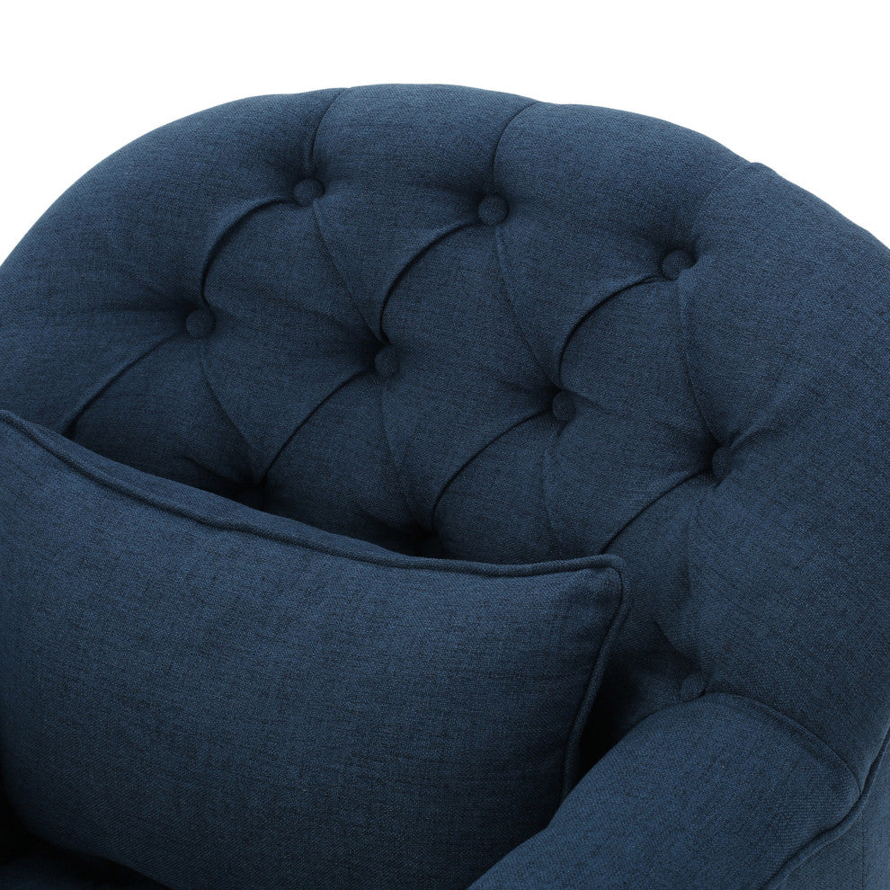 GDF Studio Kimberly Fabric Tufted Club Chair, Dark Blue