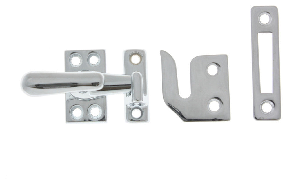 Genuine Solid Brass Small Casement Fastener, Polished Chrome