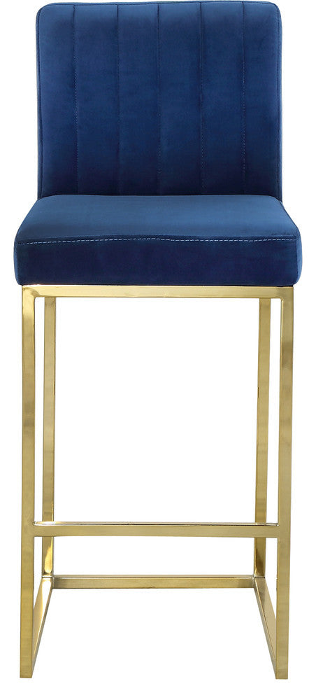 Giselle Velvet Counter Stool, Navy, Gold Base