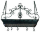 Large Wrought Iron Post Scroll Pot Rack, Hanging Pan Ceiling Gothic