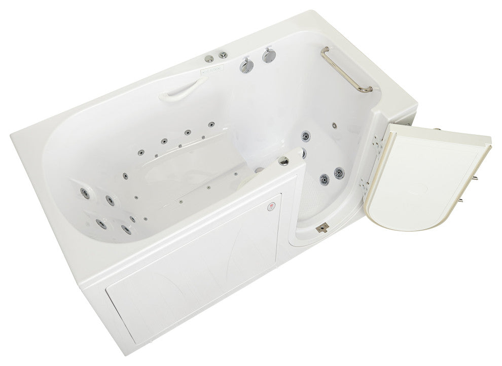 Ella Shak 36"x72" Air + Hydro + Foot Massage Walk-In tub, Outward Door, 2 Drains, No Faucet, Right Drain Heated Seat