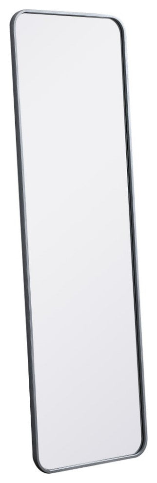 Ellis Soft Corner Metal Rectangular Mirror, Silver, 18"x60"
