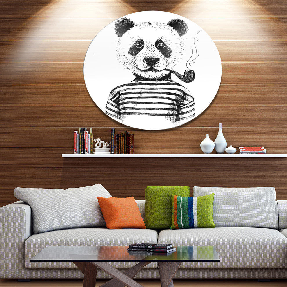 Hipster Pandas Black And White, Animal Disc Metal Wall Art, 23"