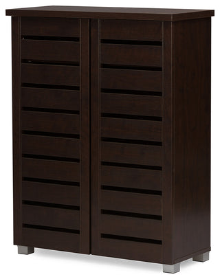 Adalwin Modern 2-Door Dark Brown Wooden Entryway Shoes Storage Cabinet