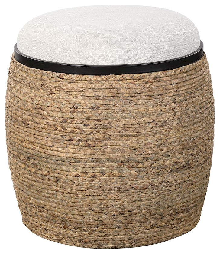 Uttermost Island Straw Accent Stool, 23582