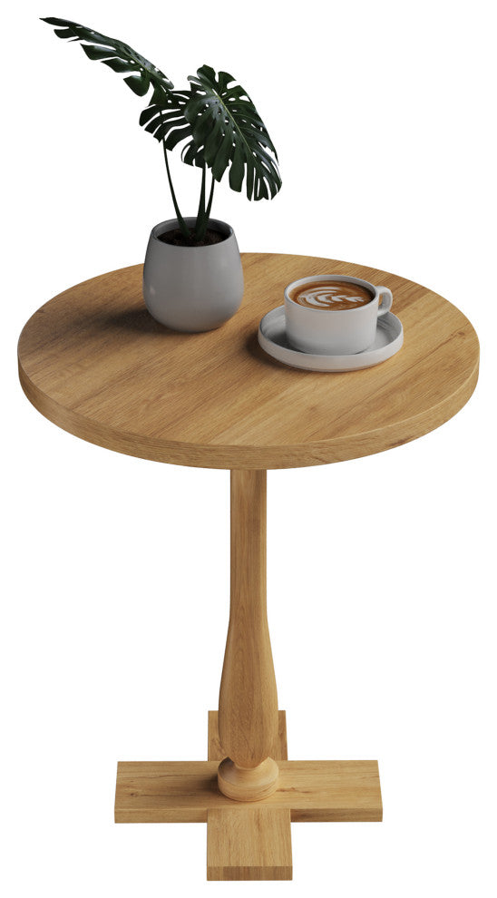 Side Table Mango Wood Pedestal Table for Couch, Loveseat, Entryway, or Bed