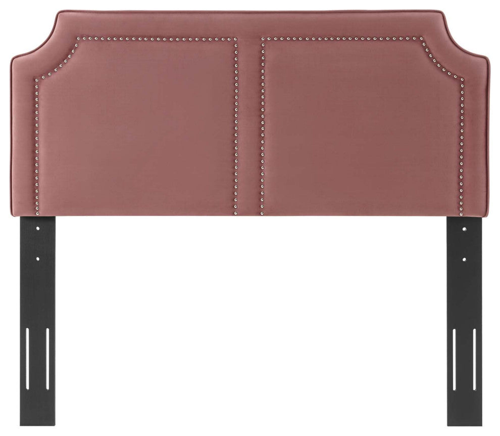 Headboard, Nailhead, Twin Size, Pink, Velvet, Modern, Mid Century Guest Suite