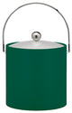 Green 3 qt. Ice Bucket, Chrome Bale Handle, Chrome Round Knob, Frosted Vinyl Lid