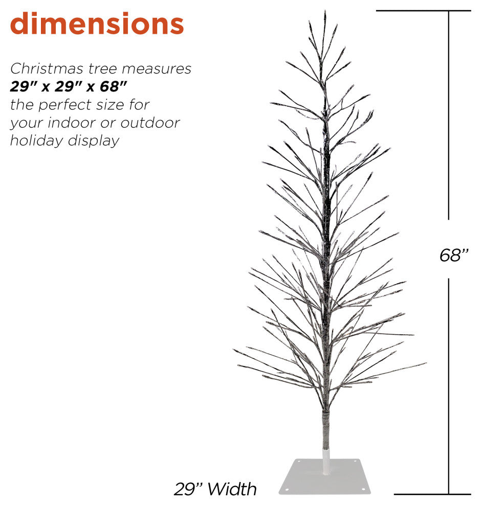 60"H Indoor/Outdoor Christmas Tree with Multi-Colored LED Lights, Silver