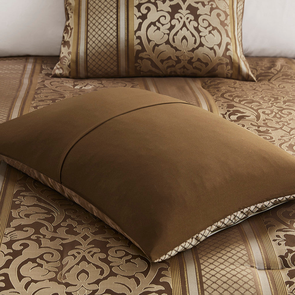 Madison Park Bella 6 Piece Jacquard Comforter Set With Throw Pillows