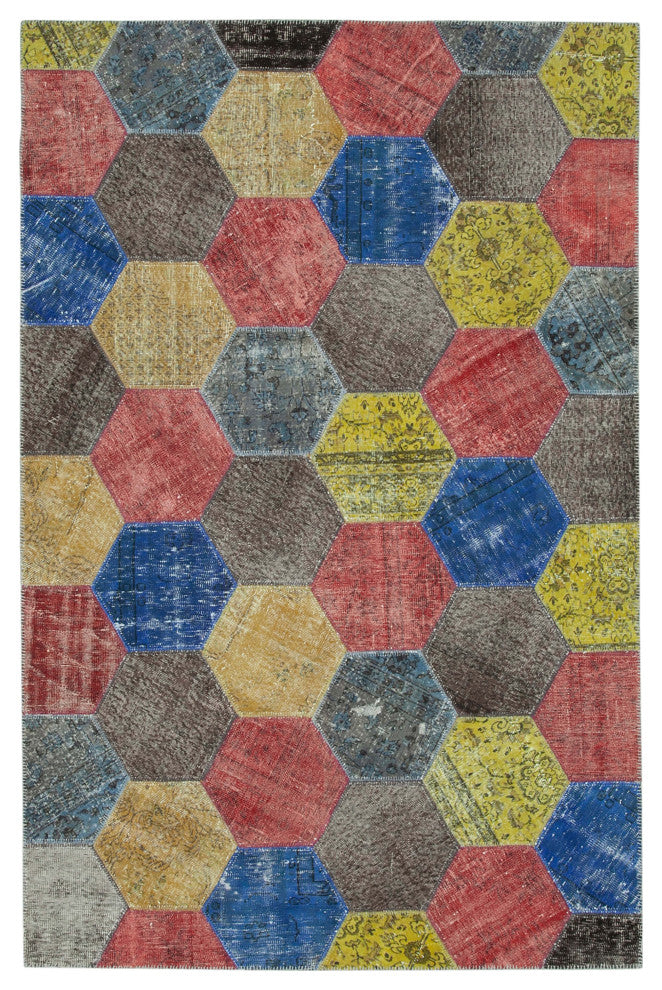 Rug N Carpet - Hand-Knotted Oriental 6' 8" x 10' 2" Overdyed Patchwork Area Rug
