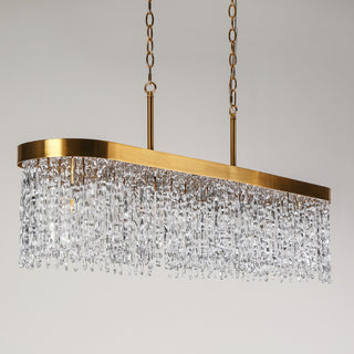 LNC Ardanidula 5-Light 43.3" Modern Rectangle LED Kitchen Island Light, Gold