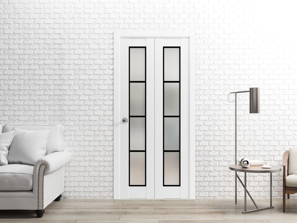 Bi-fold Doors 48 x 80 | Planum 2132 White Silk  | Sturdy Tracks