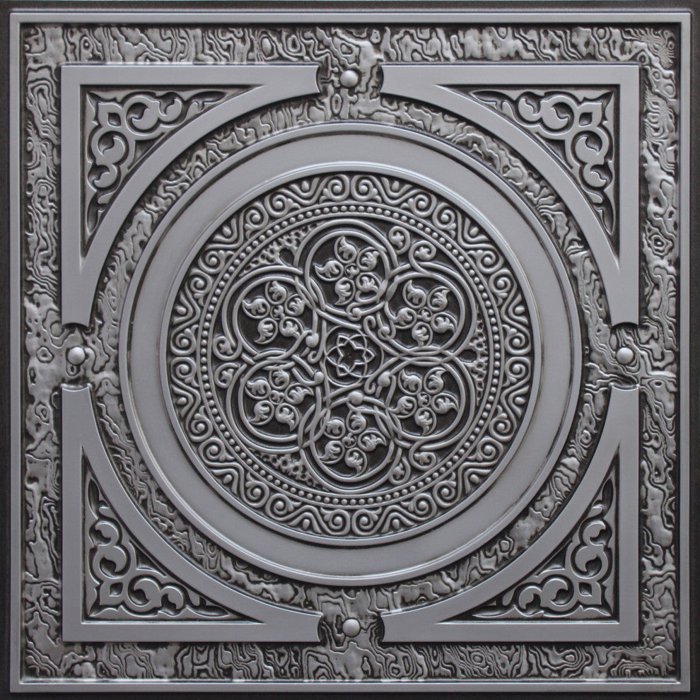 Antique Silver 3D Ceiling Panels, 2'x2', 100 Sq Ft, Pack of 25
