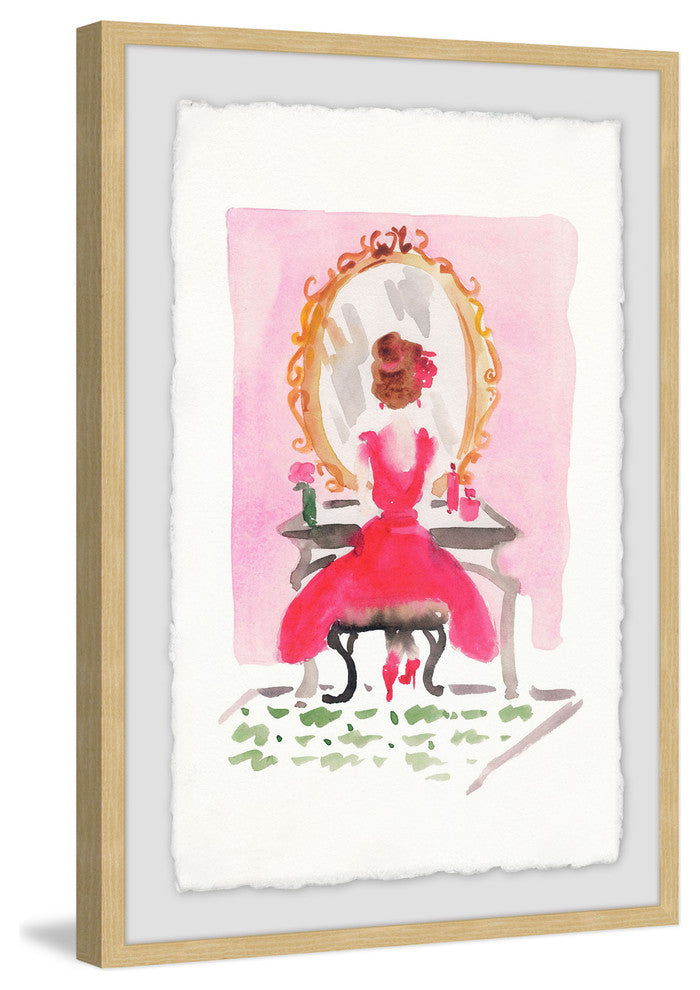 "Pink Wall Vanity" Framed Painting Print, 12"x18"