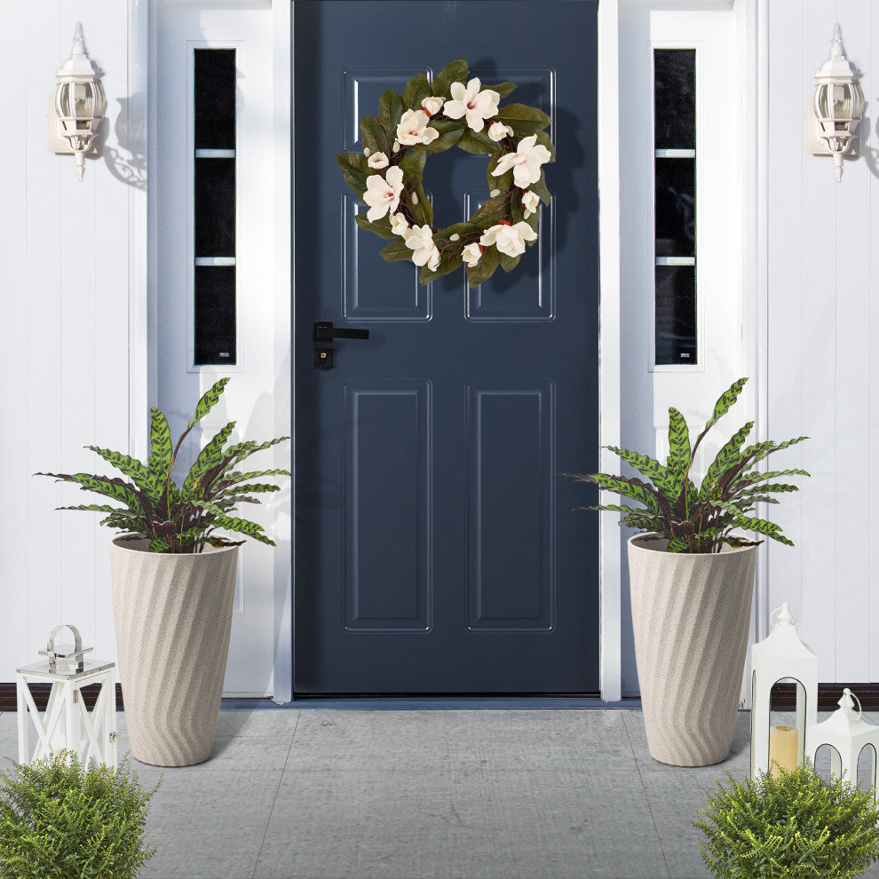 24"H Terrazzo Wave Textured Ceramic Planters, Set of 2