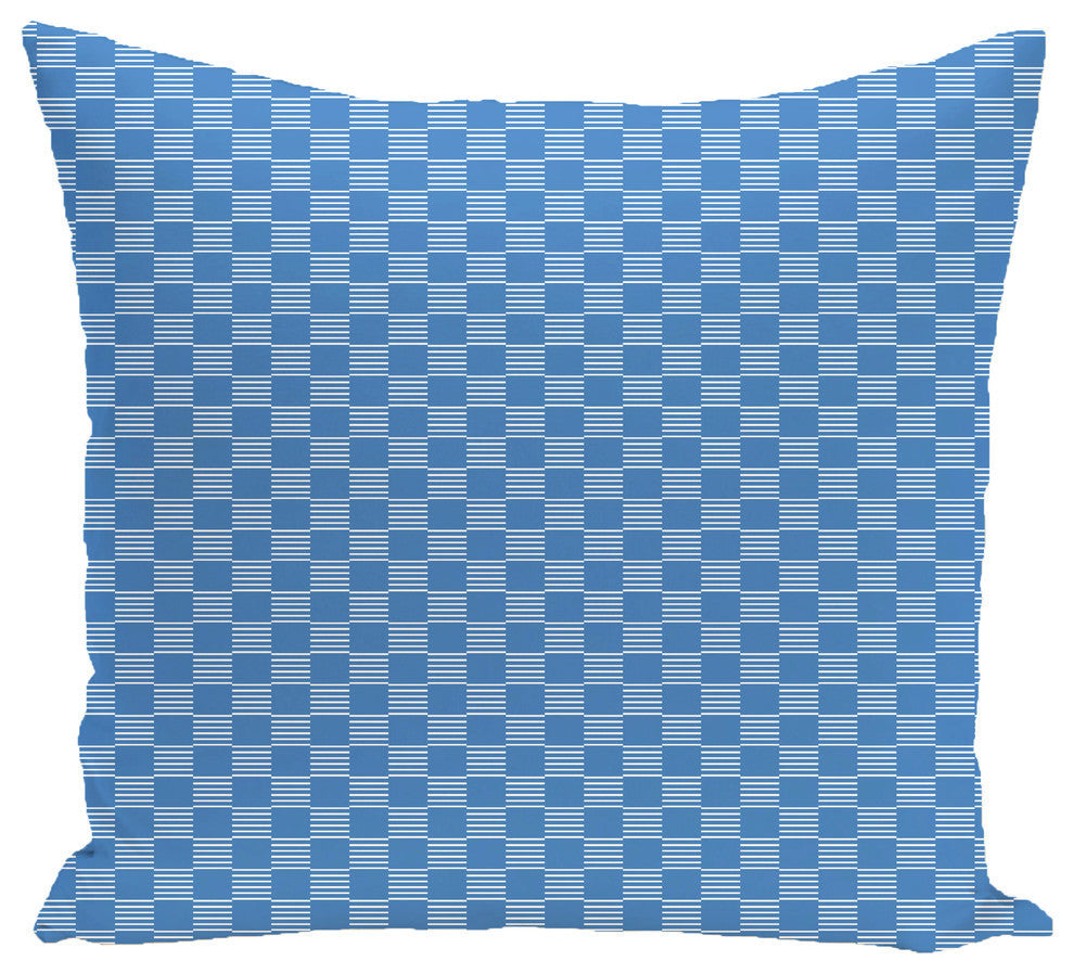 Read Between The Lines Geometric Print Outdoor Pillow, Azure, 20"x20"