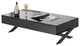 High Gloss Coffee Table With Reflective Glass, Gray