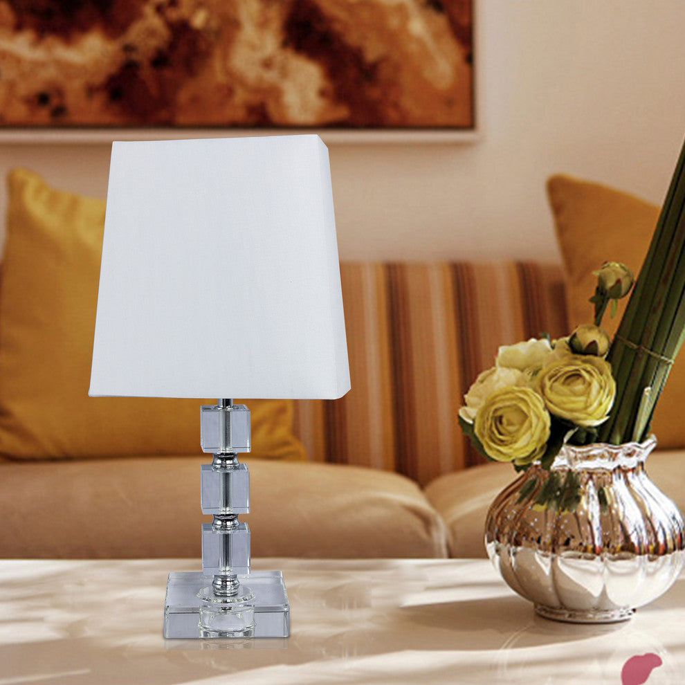 Fangio Lighting 15" Crystal and Metal Table Lamp With Chrome Accents