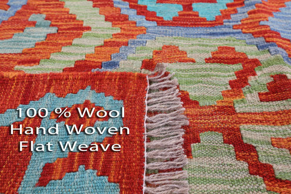 6' 5" X 9' 10" Flat Weave Kilim Reversible Wool On Wool Rug - Q12547