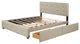 Queen Wood Frame Platform Bed with Drawers and Twin XL Trundle, Beige, Queen