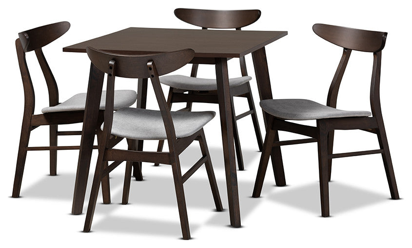 Britte Modern-Light Gray Fabric Dark Oak Brown 5-Piece Wood Dining Set