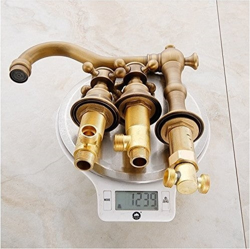 Eulma Deck Mounted Double Handled Bathroom Sink Faucet