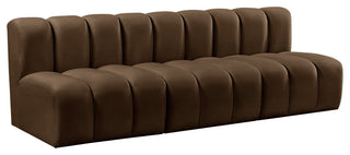 Arc Velvet Upholstered 3-Pc. Modular Sofa, Brown