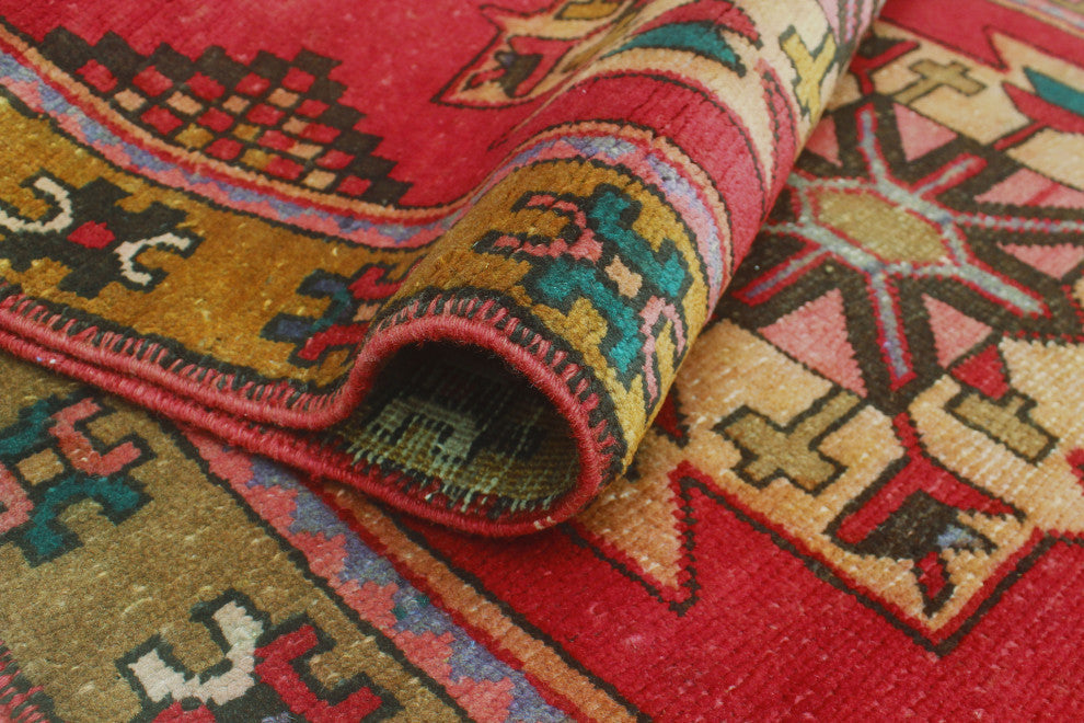 Fine Vintage Distressed Berry Red/Brown Runner, 3'3x9'10