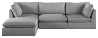 Mackenzie Linen Textured Fabric 4-Piece Modular L-Shaped Sectional, Grey