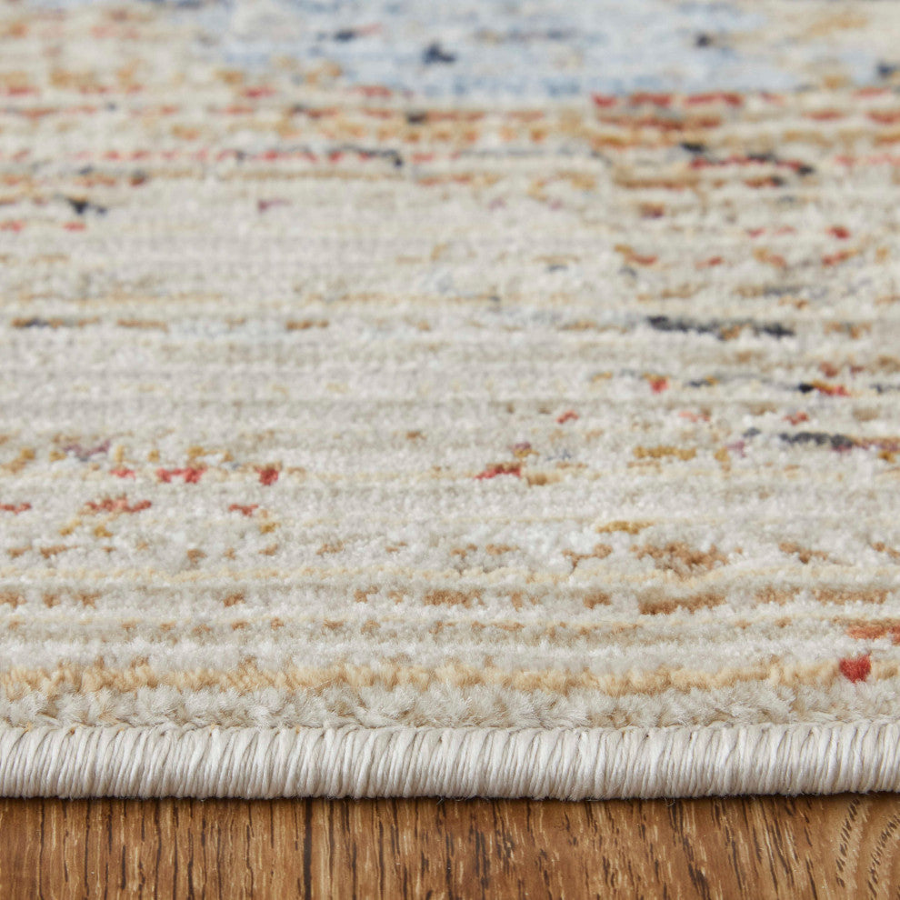 Maxin R39NW Modern/Industrial/Industrial Runner, Ivory/Blue, 2'6"x7'3"
