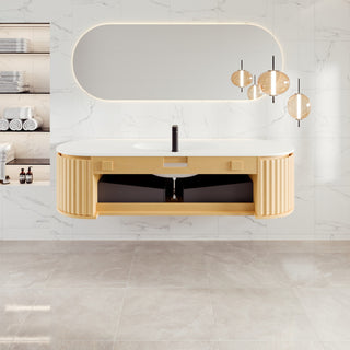 Eviva Haven 64" Oak Wallmount Vanity With White Solid Surface Integrated Top