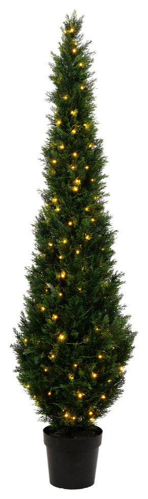 Vickerman TP170684LED 7' Artificial Potted Green Cedar Tree