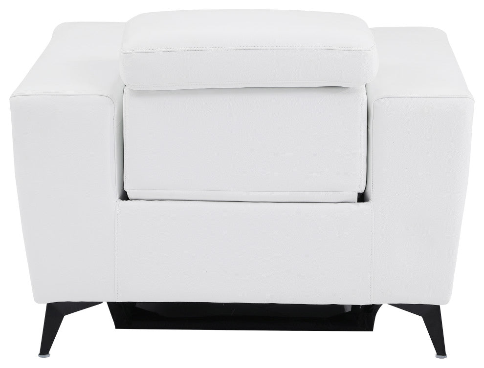 Arezzo Genuine Italian Leather Modern Chair, White