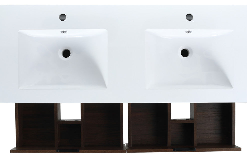 Wall-Mounted Plywood Bath Vanity Set, Integrated Sink