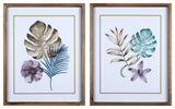 Set of Two Wooden Multicolor Leaf Wall Art
