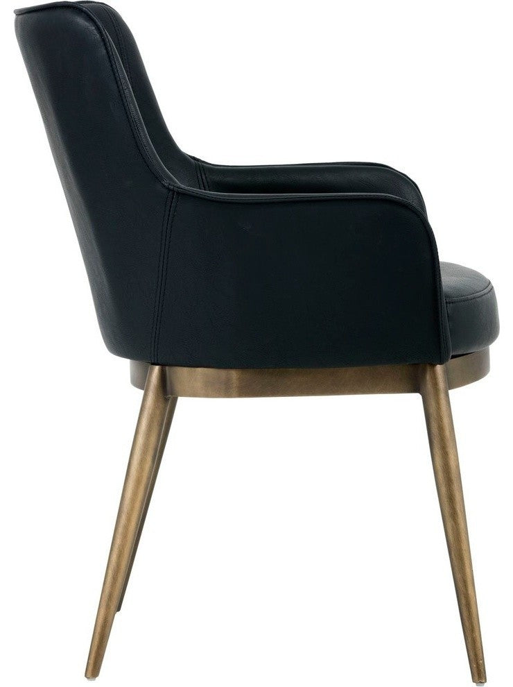 Franklin Dining Chair, Antique Brass, Vintage Black