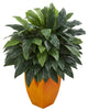 Cordyline Artificial Plant, Orange Planter