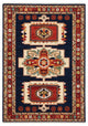 5' X 8' Blue Red Machine Woven Medallions Indoor Area Rug