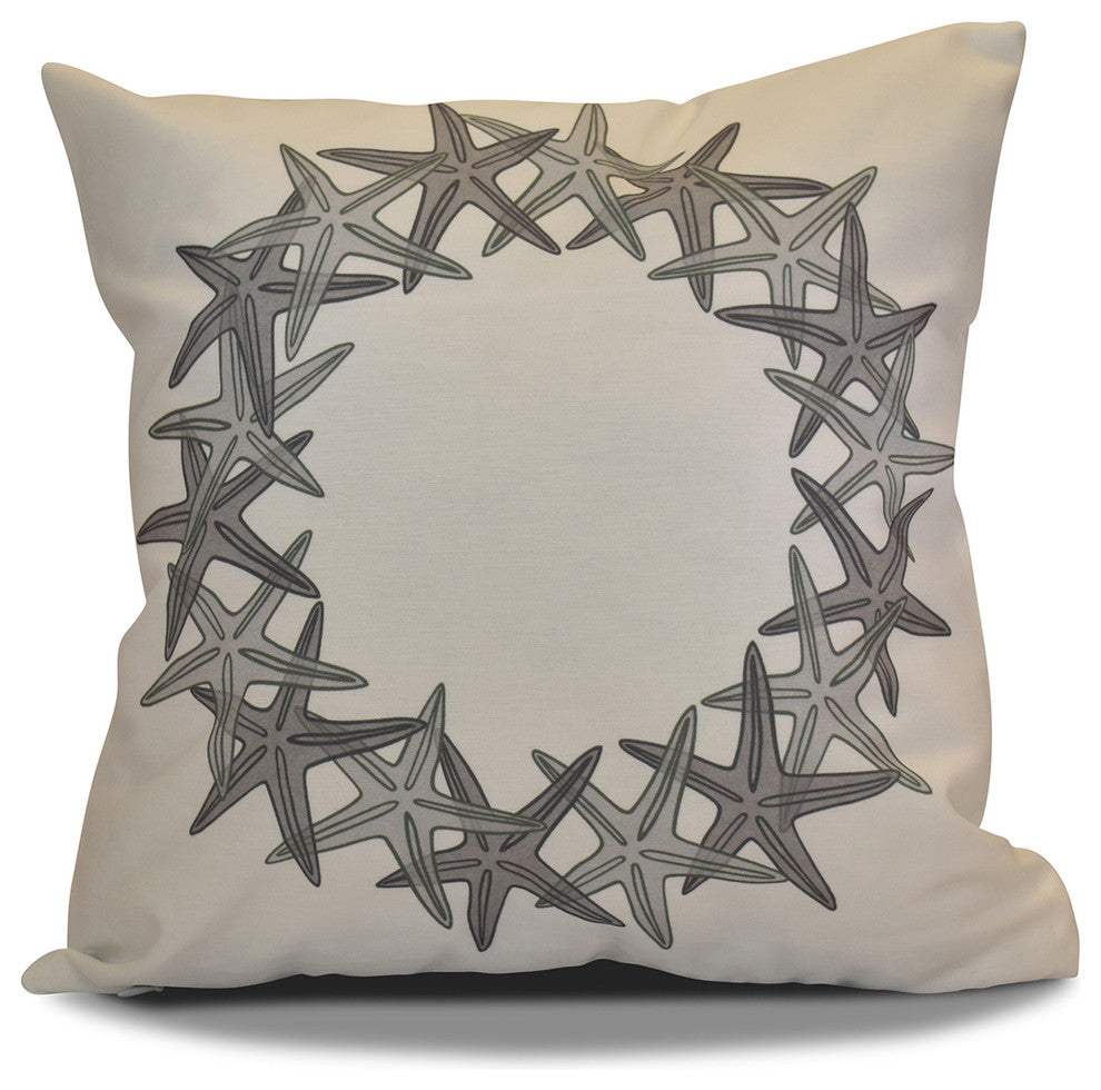 Decorative Holiday Pillow Geometric Print, Gray, 18"x18"