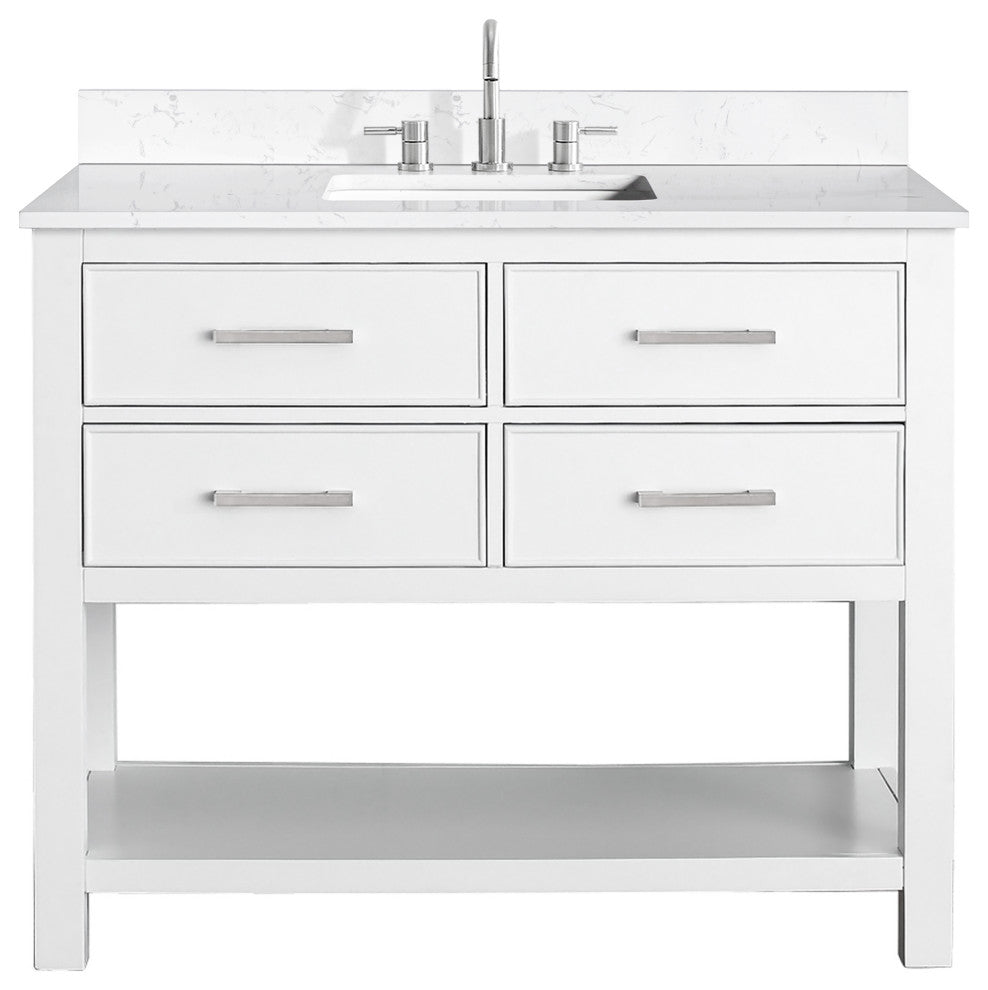 Avanity Brooks 42" Vanity, White and Cala White Engineered Top
