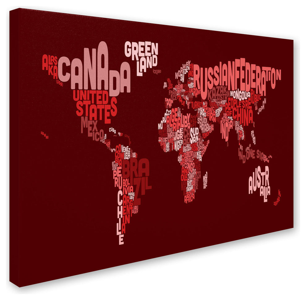 'World Text Map 3' Canvas Art by Michael Tompsett