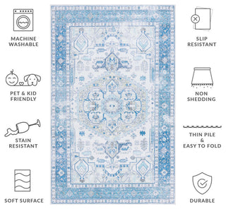 Safavieh Arizona Machine-Washable Collection ARZ105 Rug, Beige/Blue, 5'x8'