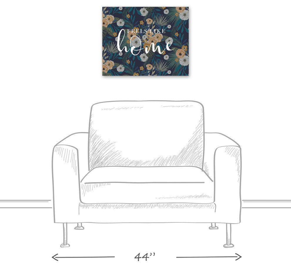 Feels Like Home Navy Tropical Floral 20x16 Canvas Wall Art