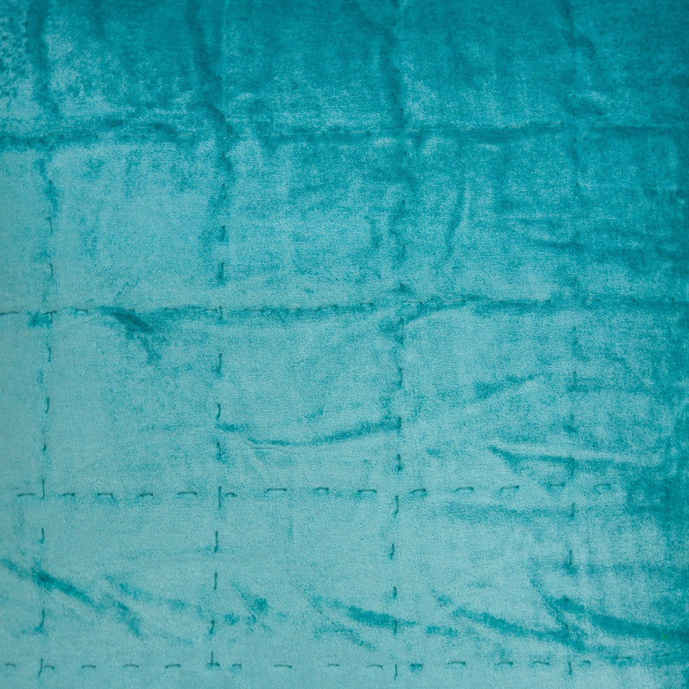 HomeRoots 20" x 0.5" x 20" Transitional Aqua Solid Quilted Pillow Cover